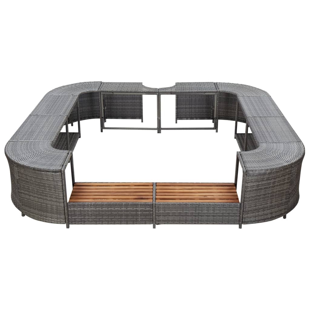 Square Spa Surround Grey 268 x 268 x 55 cm Poly Rattan